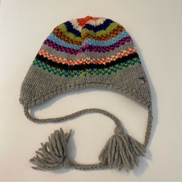Billabong unisex colorful rainbow wool blend fleece lined ear flap ties hat OS - Picture 3 of 9